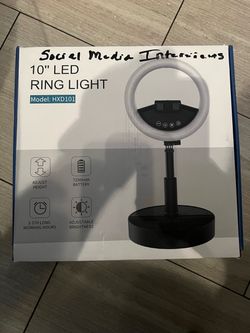10” LED Ring Light HXD101 – Rechargeable 7200mAh Battery, Adjustable Stand