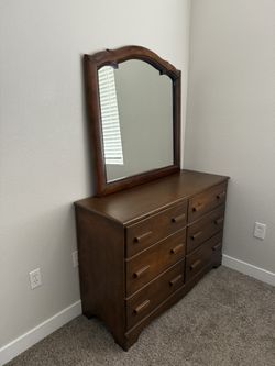 Wooden Dresser With Mirror