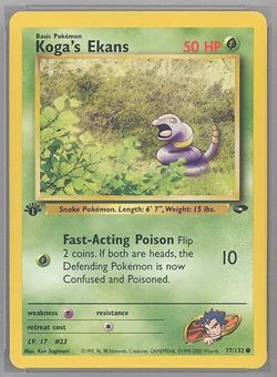 PSA 10 - Pokemon Card - Gym Challenge 77/132 - KOGA'S EKANS *1st Ed* - GEM MINT