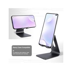Cell Phone Stand, Aluminum Phone Holder Dock for Desk Compatible with All iPhones, Samsung Galaxy, Google Pixel, Android Smartphone - 