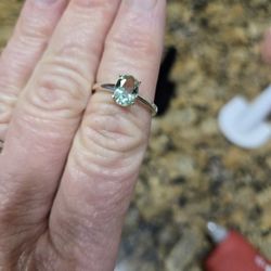 LAB CREATED 1.85 Cts GREEN FLUORITE SOLITAIRE RING .925 Sterling Silver -  NWT