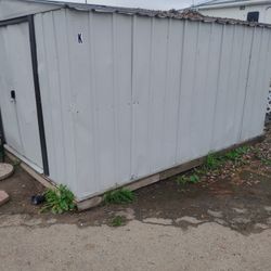 ArrowNewport 10 ft. x 12 ft. 2-Tone Eggshell and Coffee Galvanized Metal Shed with Sliding Lockable Doors