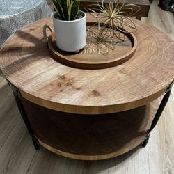 Boho Wood Natural Coffee Table-