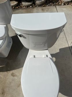 Toilet in good condition; works well. It measures 16 inches in height.