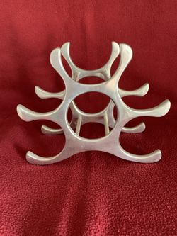 Modern Sculptural Designed Aluminum Six Bottle Wine Rack
