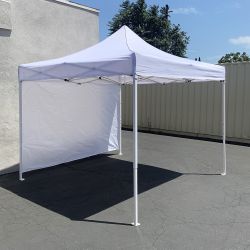 $120 (New) Heavy-duty 10x10 ft canopy with (1 sidewall) outdoor ez popup party tent patio shelter w/ carry bag 