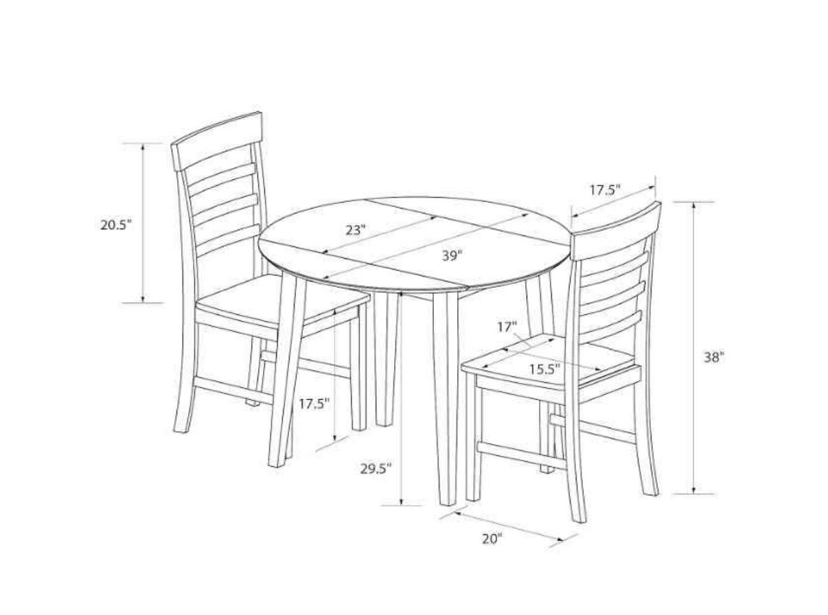 Novogratz Brooks 3-Piece Wood Dining Set with Double Drop Leaf, White