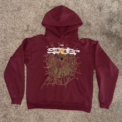 Sp5der Maroon Web Hoodie (Large)
