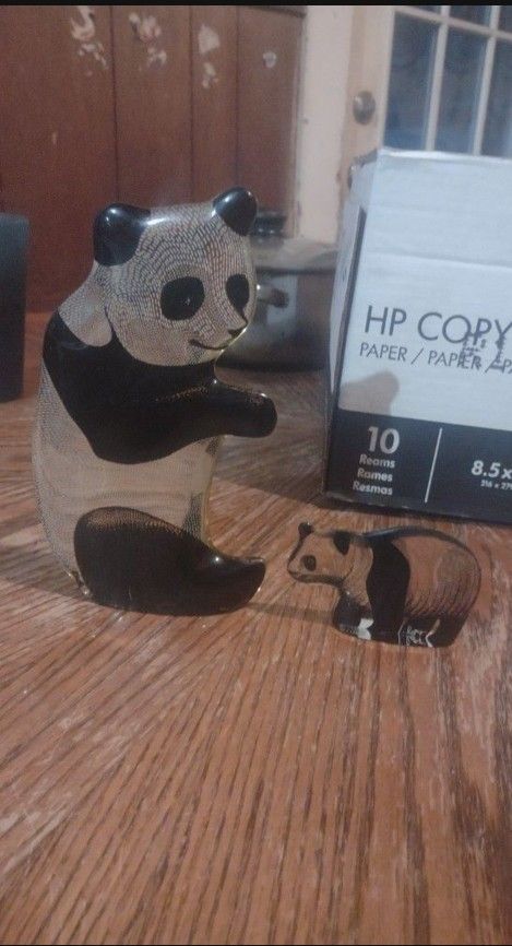 2 Abraham Palatnik Lucite Panda Sculptured In Brazil