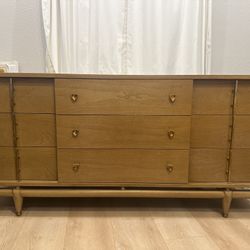 Vintage Kent Coffey “The Sequence” Walnut + Brass Mid-Century Dresser – 64″ W x 30.5″ H x 20″ D