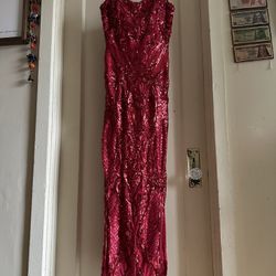 Red Sequin Long Dress In Perfect Condition Size M  Ready For A Nice Night Out 