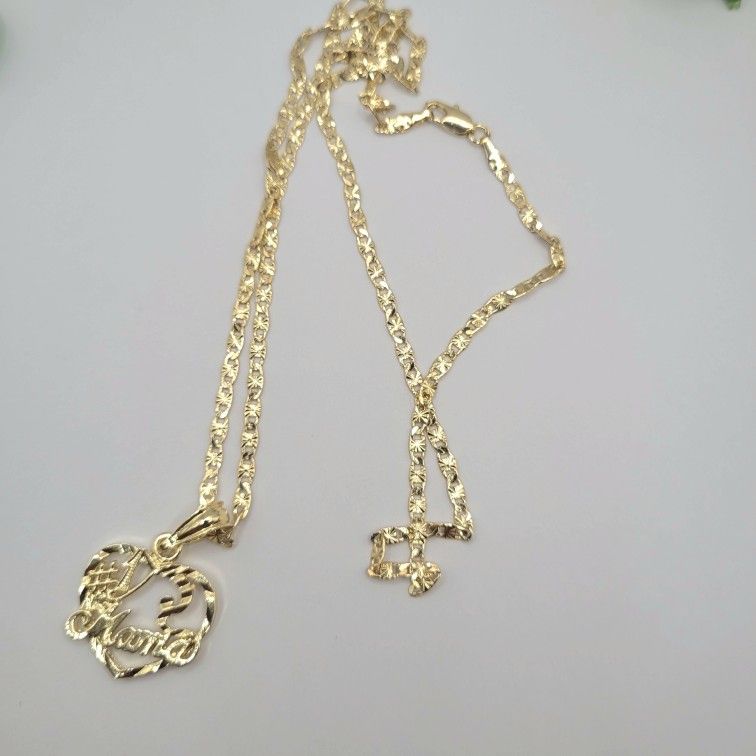 Mama #1 Heart Style Chain Gold Plated, No Fade 24 Inches. Oro Laminado No Se Despinta