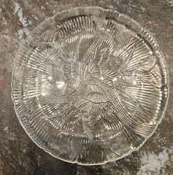 Clear Glass Decorative Plate with Floral Texture