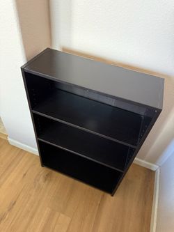 Black wood bookshelf