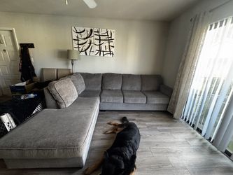 Gray Fabric Sectional Sofa with Chaise