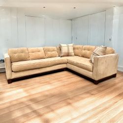 Beige 110” by 82” 2pc Tufted Sectional Sofa with Quality Design