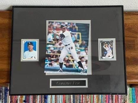 Carlton Fisk White Sox Chicago 11 Time All Star Framed Cards and Photo needs rehanging just $10 