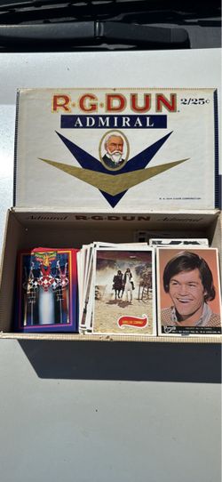 Vintage Mixed Trading Card Collection in Cigar Box