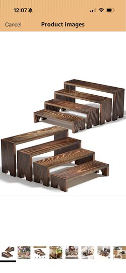 Set Wooden Tiered Risers Display Stands for Vendor Events,Stackable Wood Cupcake Display Stand,Farmhouse Decor Wood Dessert Table Display Set,Vendor B