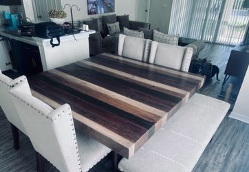 FOR SALE: Dining Room Table Set with 4 Chairs & Bench