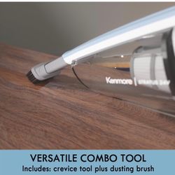 Kenmore DS4065 Cordless Stick Vacuum 1L Capacity Lightweight Cleaner 2-Speed Power Suction LED Headlight 2-in-1 Handheld for Hardwood Floor, Carpet & 