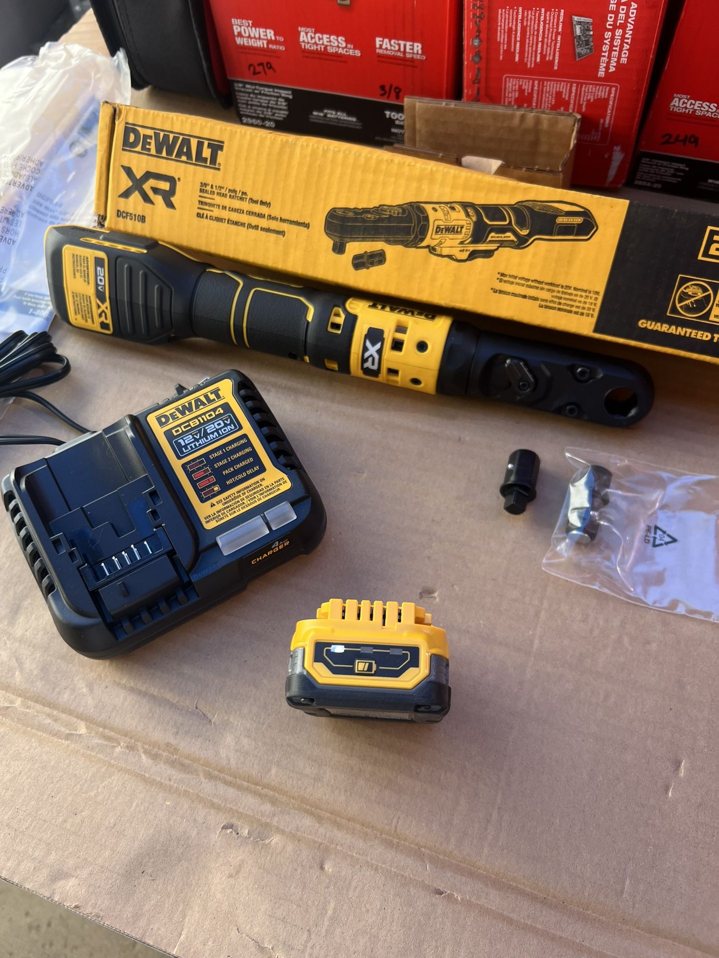 Dewalt XR Ratchet 3/8 & 1/2 With Battery 1.7 Power Stack