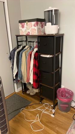 Clothing rack with shelves