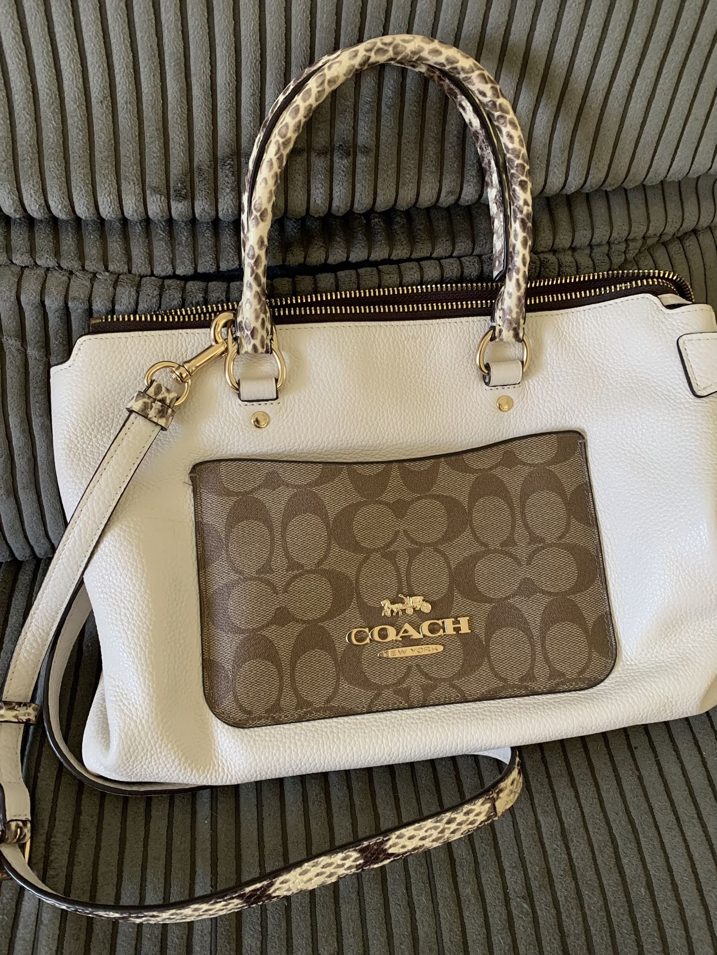 Coach purse Snakeskin Print Handles Almost New