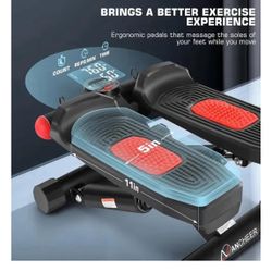 Mini Stepper Exercise Machine with Resistance Bands, LCD Display, Height Adjustable, 11 inch Platform