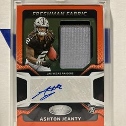  2025 Panini Certified - Freshman Fabric Orange Etch Ashton Jeanty #FBC-AJY Numbered 3 of 30 made Rookie-Autograph-Patch Card 