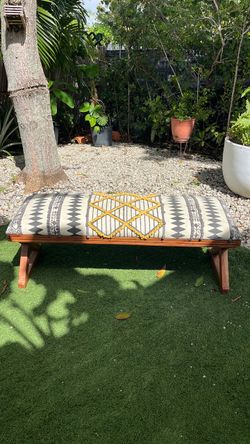 Upholstered Bench with Wood Legs