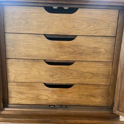 Solid Walnut Wardrobe. Unique, Multi Drawer Feature. Beautiful Wood Cut Inlays
