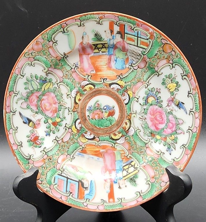 Antique 19th/Early 20th Century Chinese Qing Famille Rose Medallion Plate - "China" Stamped