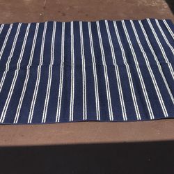 5x7 Blue And White Strip Area Rug
