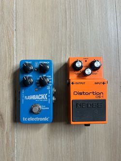 Distortion and Delay guitar pedals