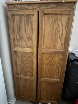 Solid Oak Wood Armoire Cabinet