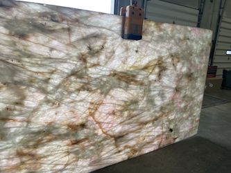 $15/sq ft Quartzite OBO - Crystal Rose Translucent Slabs 85% Off 3 Slabs -LAST 3!