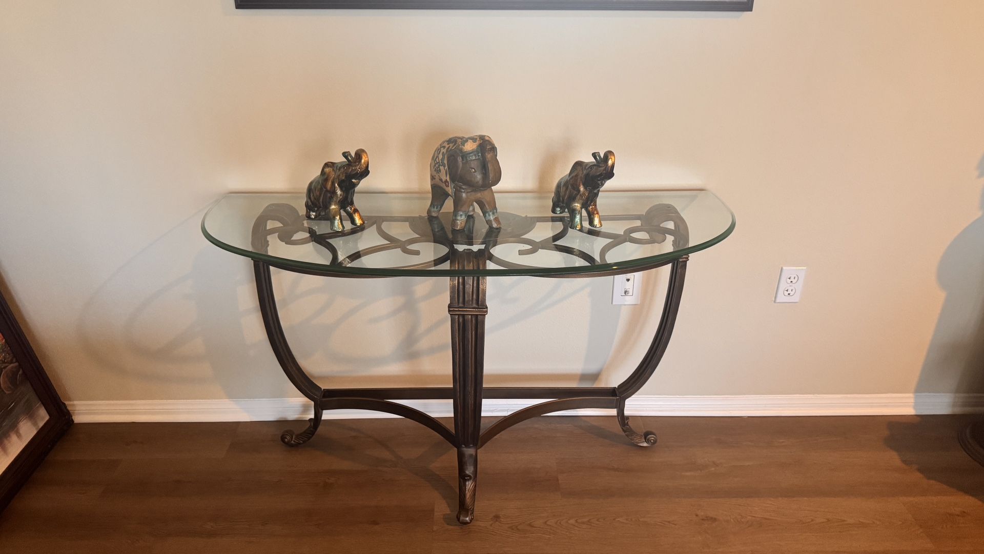 Glass Metal End Table (Elephants are not included)