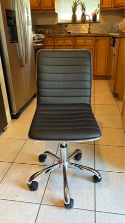 Black Armless Vanity Desk Chair with Wheels (MOVING SALE)