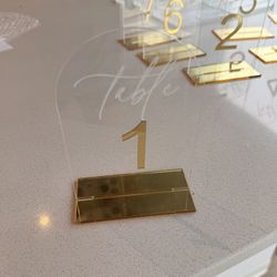 Clear Gold Arch Wedding Table Numbers 1-10