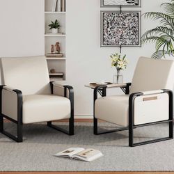 Accent Chair With Side Tray Set Of 2