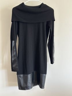 Say What Women’s Black Faux Leather Turtle Neck Dress