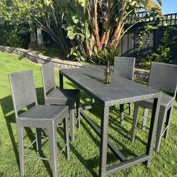 Wicker Outdoor Set - 5 Piece Bar Height Table & Chairs Great Condition 