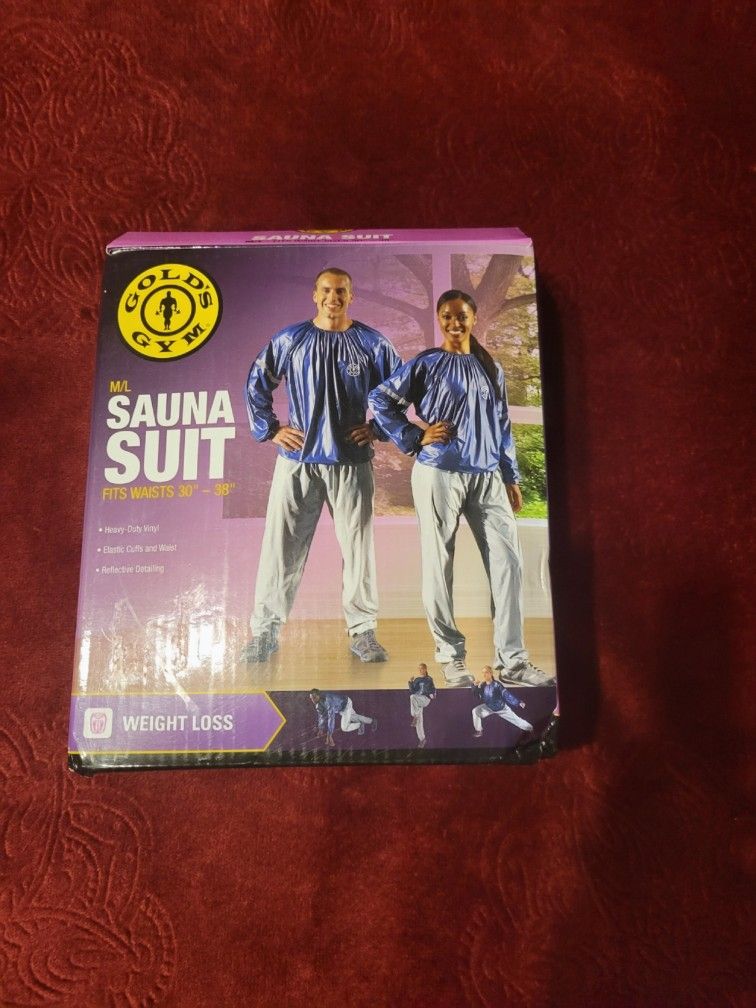 NWOT GOLDS GYM SAUNA SUIT BLUE AND GRAY SIZE M/L