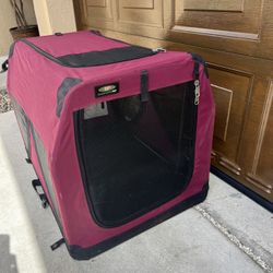 EliteField 3-Door Collapsible Soft-Sided Dog Crate, Maroon, 36 inch