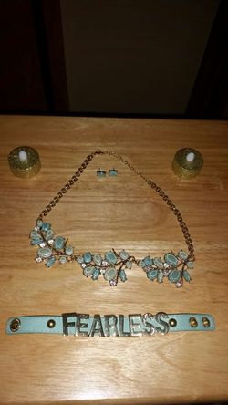 Necklace earrings and bracelet