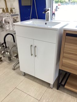 24” bathroom vanity cabinet new white color with white ceramic top  sink integrated ready for pick up today