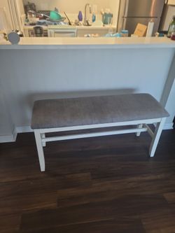 Dining Set + Bench - White/Grey, 6 chairs (FLEXIBLE PRICING, PICKUP REQUIRED)
