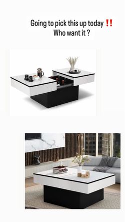 Modern Luxury Lift-Top Coffee Table – Black & White with Hidden Storage