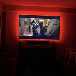 Tv Mount, LED Lights & Fireplace On The Wall 